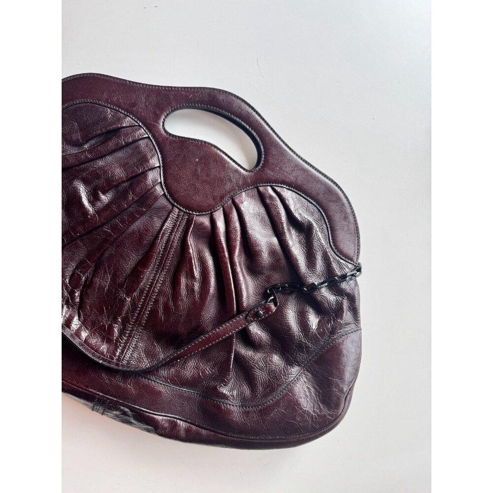 ALEXANDER MCQUEEN Oxblood Maroon Patent Leather Shoulder Bag Purse - Picture 13 of 16